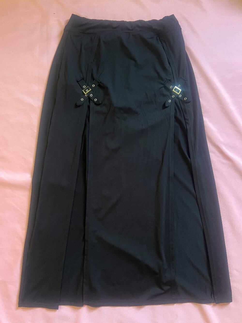 Halara Black Goth Thigh Slit Skirt with Shorts - Picture 2 of 7